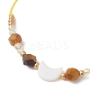 Natural Tiger Eye & Freshwater Shell Moon Charm Bracelets BJEW-MZ00303-02-4