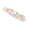 2Pcs 2 Styles Natural Quartz Crystal Double Terminated Pointed Pendants PALLOY-JF03122-05-4