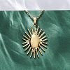 Sunflower 304 Stainless Steel Pendant Necklaces NJEW-M096-08G-4