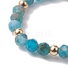 Natural Lapis Lazuli/Apatite with Glass Braided Beaded Finger Rings RJEW-JR00670-5