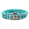 2Pcs Synthetic Turquoise Stretch Bracelet Sets for Women Men IX3190-5-1