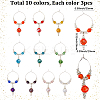 30Pcs 10 Colors Glass Bead Wine Glass Charms AJEW-SC00048-2