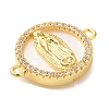 Rack Plating Brass Micro Pave Clear Cubic Zirconia Religion Connector Charms KK-L220-003G-01-2