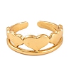 PVD Vacuum Plating 304 Stainless Steel Heart Cuff Rings for Women RJEW-G316-03G-2