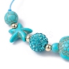 Starfish & Turtle Synthetic Turquoise(Dyed & Heated) Braided Bead Bracelets BJEW-JB09818-01-2