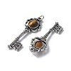 Key Brass Natural Tiger Eye Big Pendants KK-D361-01AS-18-2