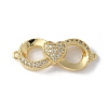 Brass Micro Pave Clear Cubic Zirconia Connector Charms KK-Q044-01C-G-1