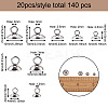 140Pcs 7 Style 304 Stainless Steel Bead Cap Pendant Bails STAS-CD0001-12-3