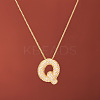 Brass Micro Pave Clear Cubic Zirconia Initial Pendant Necklaces for Women FS-WGDC51D-17-1