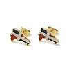 Ion Plating(IP) 304 Stainless Steel Enamel Stud Earrings EJEW-D089-01G-1