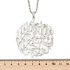 201 Stainless Steel Hollow Arabic Flat Round Pendant Box Chain Necklaces for Women Men NJEW-R013-01P-5