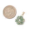 Natural Green Aventurine Faceted Round Cluster Flower Pendants PALLOY-MZ01197-04-2