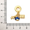 Brass Blue Enamel European Dangle Charms KK-R002-25G-3