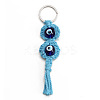 Cotton Woven Resin Evil Eye Keychains EVIL-PW0002-12A-04-1