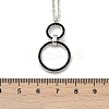 304 Stainless Steel Jet Rhinestone Double Rings Pendant Necklaces NJEW-V001-04P-5