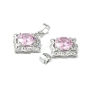 Brass Micro Pave Pink Cubic Zirconia Pendants KK-L208-02P-3
