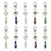 10Pcs Copper Wire Wrapped Natural Quartz Crystal & Amethyst & Rose Quartz & Green Aventurine & Lapis Lazuli Pointed Bullet Pendant Decorations HJEW-FH00149-1