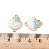 304 Stainless Steel Floral White and PaleTurquoise Enamel Shell Shaped Connector Charms STAS-H483-10G-3
