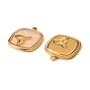 304 Stainless Steel Pave Natural Shell Pendants STAS-Z145-07G-02A-2