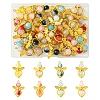 40Pcs 8 Colors Golden Alloy Glass Pendants PALLOY-FS00025-1