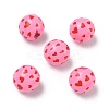 Valentine's Day Spray Painted & Printed Wood European Beads WOOD-L023-03L-1
