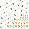 3m Natural Green Aventurine Chips & ABS Plastic Imitation Pearl Beaded Chains Necklace Making Kits CHC-TA0001-30A-2