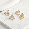 Brass Micro Pave Cubic Zirconia Stud Earring Findings KK-Z094-09G-1