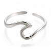 Non-Tarnish 304 Stainless Steel Sea Wave Cuff Rings LS-X-RJEW-N038-115P-3