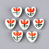 Hand Painted Tulip Flower Porcelain Ceramic Beads PORC-T134-28E-1