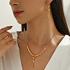 Vintage Brass Round Beaded Tassel Necklace & Earrings for Women BM2908-5