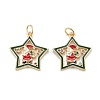 Christmas Themed Brass Micro Pave Cubic Zirconia Pendants X-ZIRC-L101-05G-1