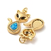 Brass Micro Pave Cubic Zirconia with Synthetic Opal Pendants KK-D096-04B-G-2