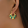 Fashionable Delicate Simple Color Block Fan-shaped 201 Stainless Steel Hoop Earrings for Women LW7077-6-1