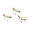 Natural Mixed Gemstone Braided Beaded Chakra Open Cuff Ring X-RJEW-JR00548-1