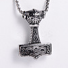 Viking 304 Stainless Steel Hammer Pendant Fashionable Street Style Necklaces for Trendy Men IS7390-3