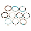 10Pcs 10 Styles Synthetic Turquoise & Coconut & Wood Beaded Stretch Bracelet Sets BJEW-JB10719-1
