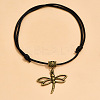 Adjustable Black Waxed Cord Anklets WGF8958-04-2