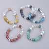 Natural Weathered Agate(Dyed) Beaded Stretch Bracelets BJEW-JB03556-1