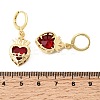 Heart Brass Glass Hoop Earrings EJEW-P333-09F-G-5