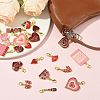 12Pcs 12 Styles Valentine's Day Heart Alloy Enamel Pendant Decorations HJEW-FS00078-01-5