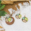 Bohemian Alloy Enamel & Wood Pendant Necklaces & Dangle Earrings Sets WG0DDDA-09-1