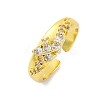 Brass Micro Pave Clear Cubic Zirconia Cuff Rings for Women RJEW-Q009-04G-2