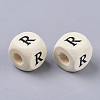 Printed Natural Wood Beads X-WOOD-T026-001R-2