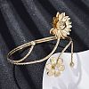 Lotus Alloy Arm Cuff Bangles for Girl Women AJEW-A063-01D-G-2