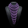 Round Wood Beaded  Multi Layered Bib Necklaces for Women FS-WG9E278-10-1
