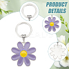 6Pcs 3 Colors Daisy Alloy Enamel Pendant Keychain KEYC-HY0001-18-4