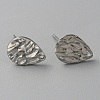 304 Stainless Steel Textured Geometry Stud Earring Findings with Hole STAS-WH0027-54J-2