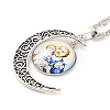 Glass Religion Fairy with Crescent Moon Pendant Necklace LS-NJEW-P270-01C-1