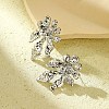 304 Stainless Steel Flower Stud Earrings for Women EJEW-U023-08P-1
