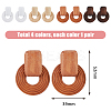 4 Pairs 4 Color Wood Donut Dangle Stud Earring with 316 Stainless Steel Pins for Women EJEW-FI0002-46-2